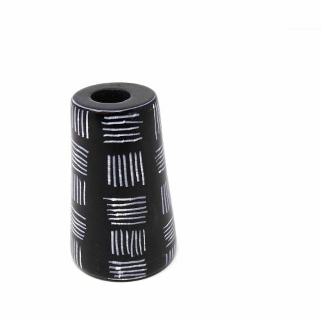 Tall Round Soapstone Candle Holder Hand Carved Stone Decor for Home Table